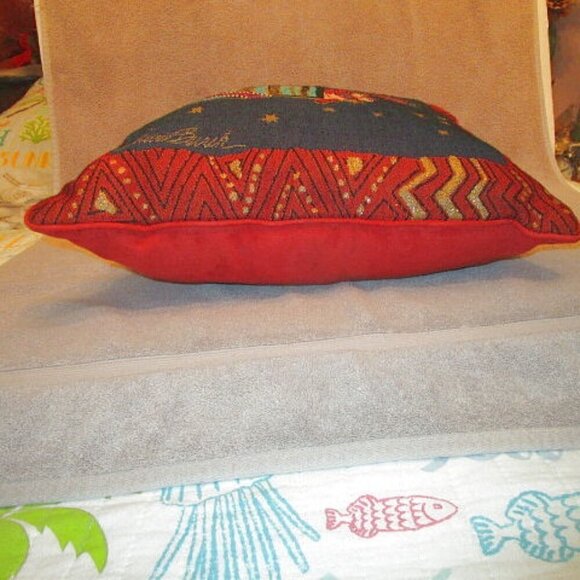 90s Vtg Laurel Burch Celestial Cats Tapestry Throw Pillow Reversible Velvet 18” - Picture 7 of 10